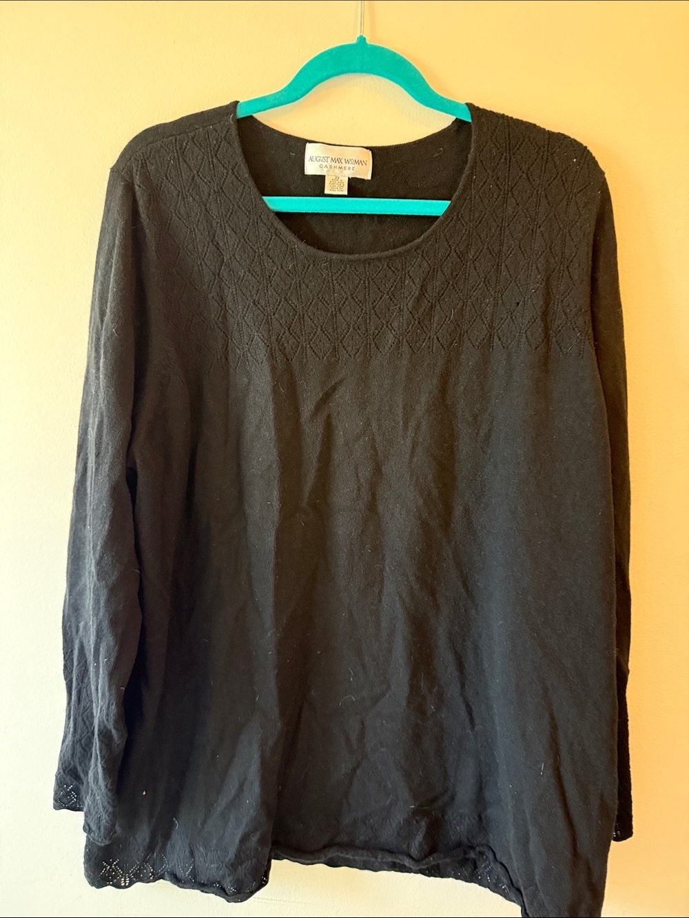 August Max Cashmere Black Long Sleeve Tunic sweater 2x